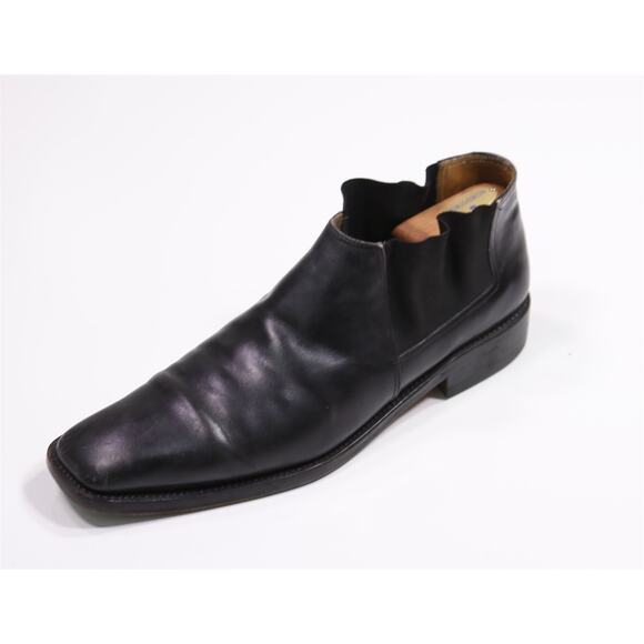 Salvatore Ferragamo Mens Black Ankle Chelsea Boots Leather 10 D - Picture 1 of 12